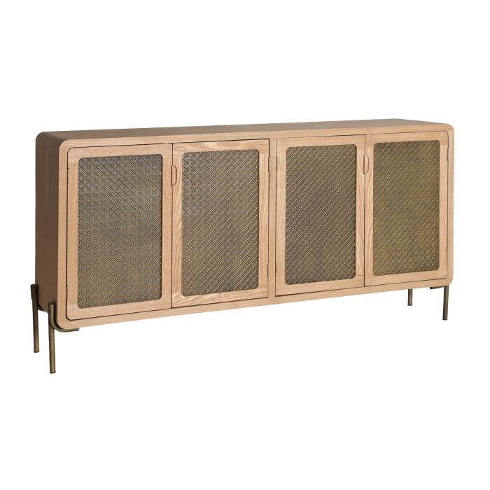 Aparador Nevoy 2 Puertas Talladas Aluminio Madera Pino, 162 Cm