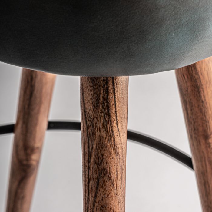 Taburete Piel Negro Acacia Natural Bar, 69 Cm