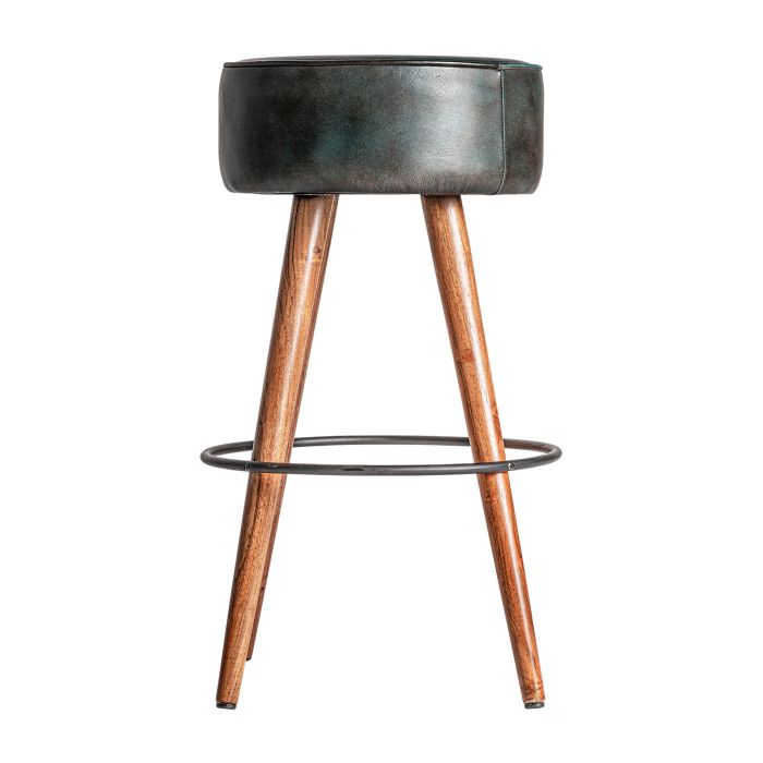 Taburete Piel Negro Acacia Natural Bar, 69 Cm