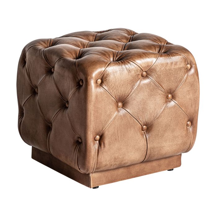 Reposapiés Vinstra Cuero Marrón, 45 Cm