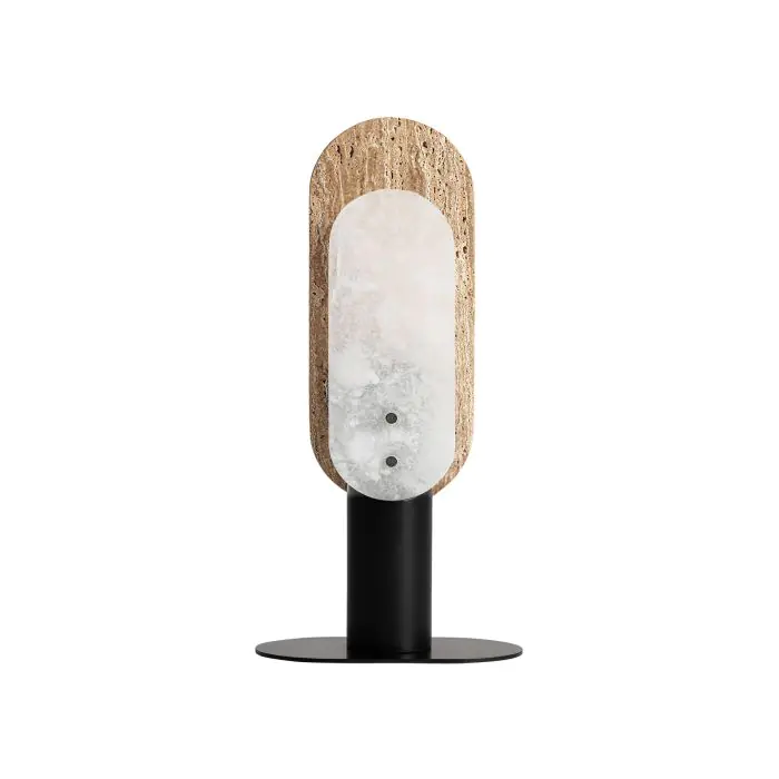 Lámpara de Sobremesa Mármol Metal Negro Natural, 25 Cm