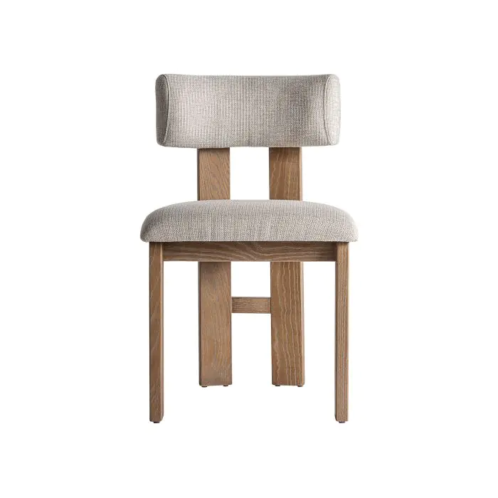 Silla Tapizada Blanco Roto Madera 54x48x79 Natural 