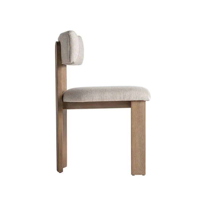 Silla Tapizada Blanco Roto Madera 54x48x79 Natural 