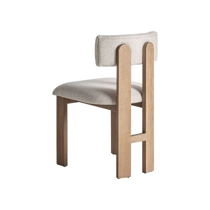 Silla Tapizada Blanco Roto Madera 54x48x79 Natural 