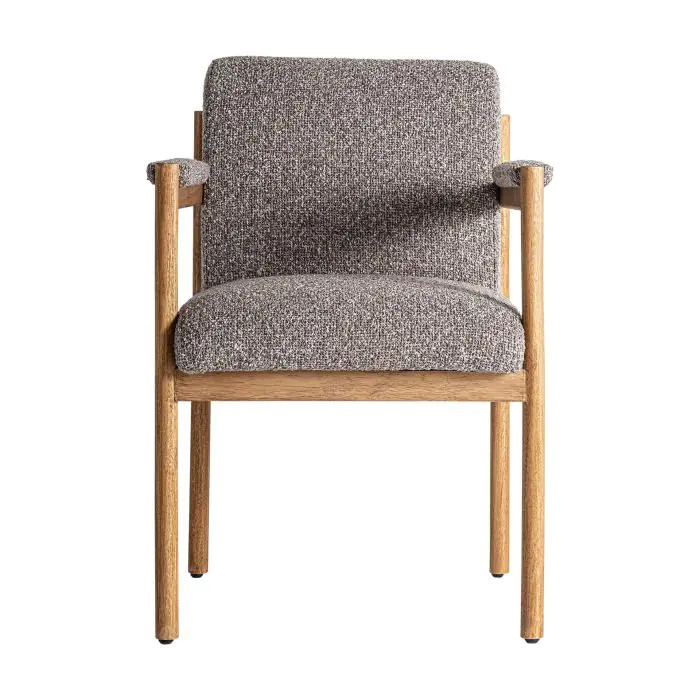 SILLA Madera Natural Tejido Gris Punteado