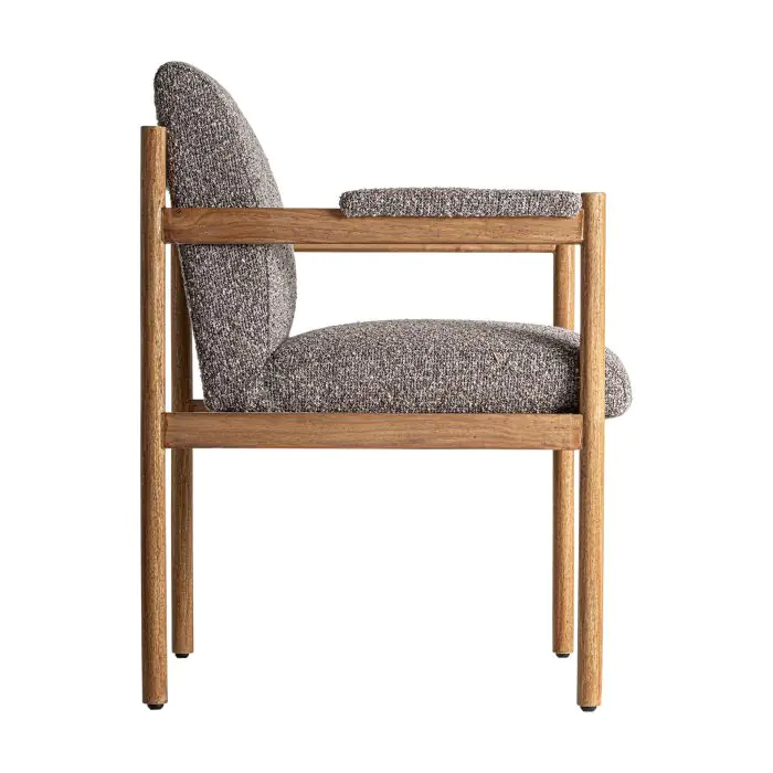 SILLA Madera Natural Tejido Gris Punteado