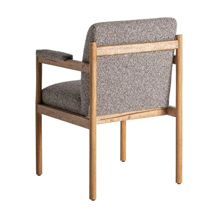SILLA Madera Natural Tejido Gris Punteado