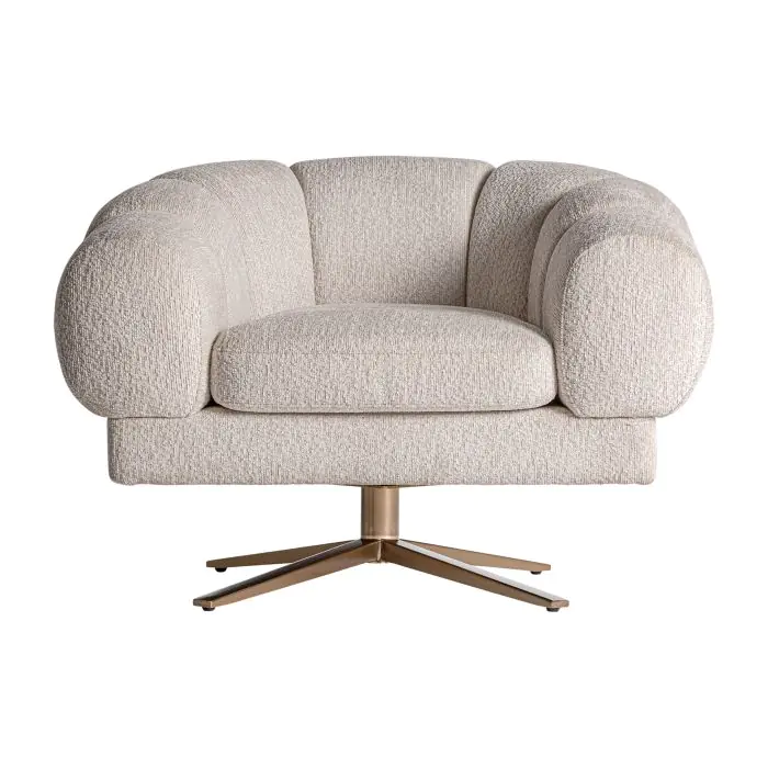 Sillón 84X95X68 Terciopélo Blanco Roto Acero Oro