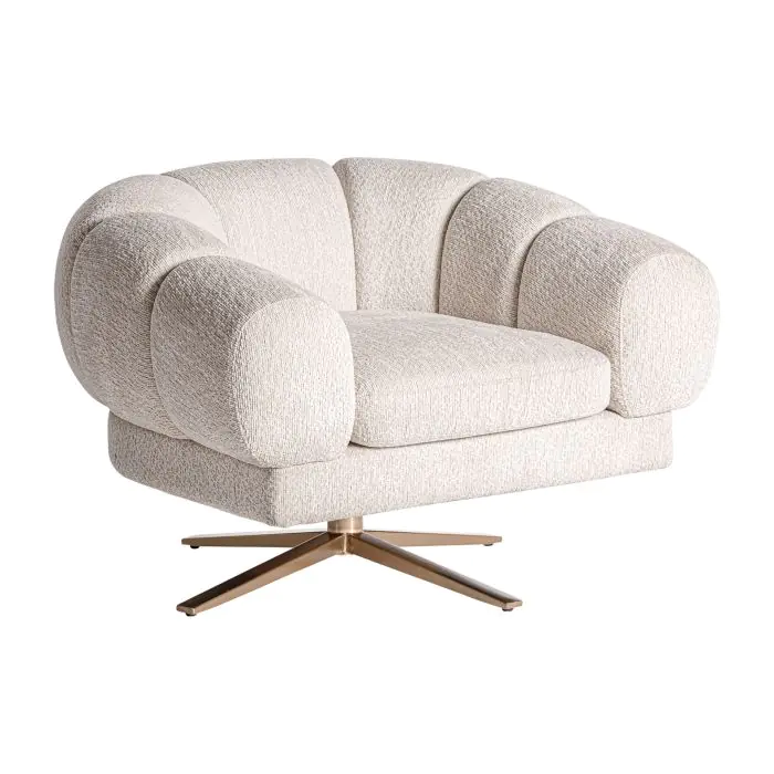 Sillón 84X95X68 Terciopélo Blanco Roto Acero Oro