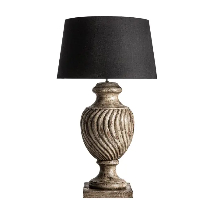 Lámpara de sobremesa Mango Tallado Tonos Marrón, 106 Cm