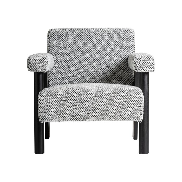 Sillón Algodón Bouclé Gris Madera Caucho, 77 Cm