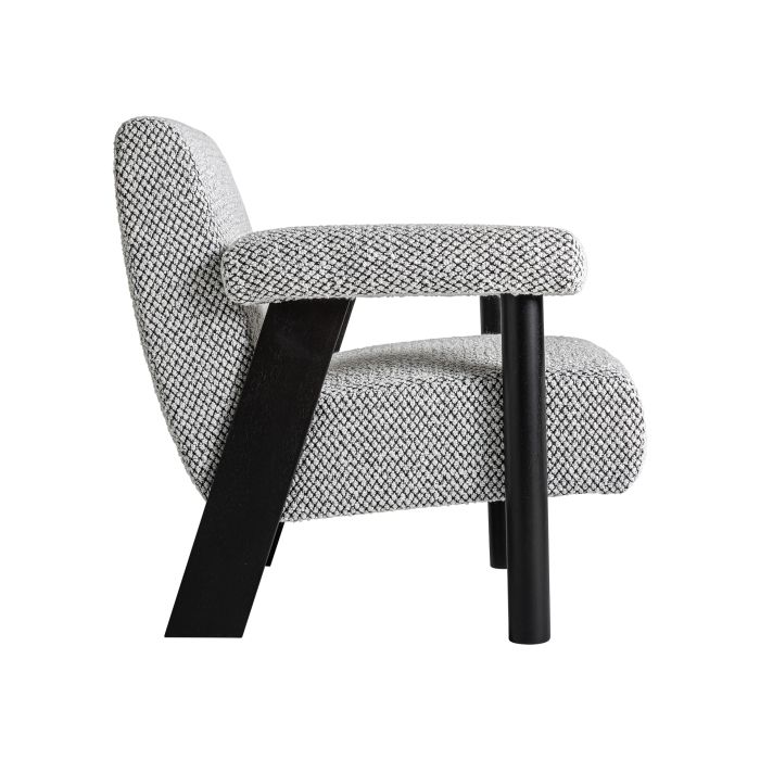 Sillón Algodón Bouclé Gris Madera Caucho, 77 Cm