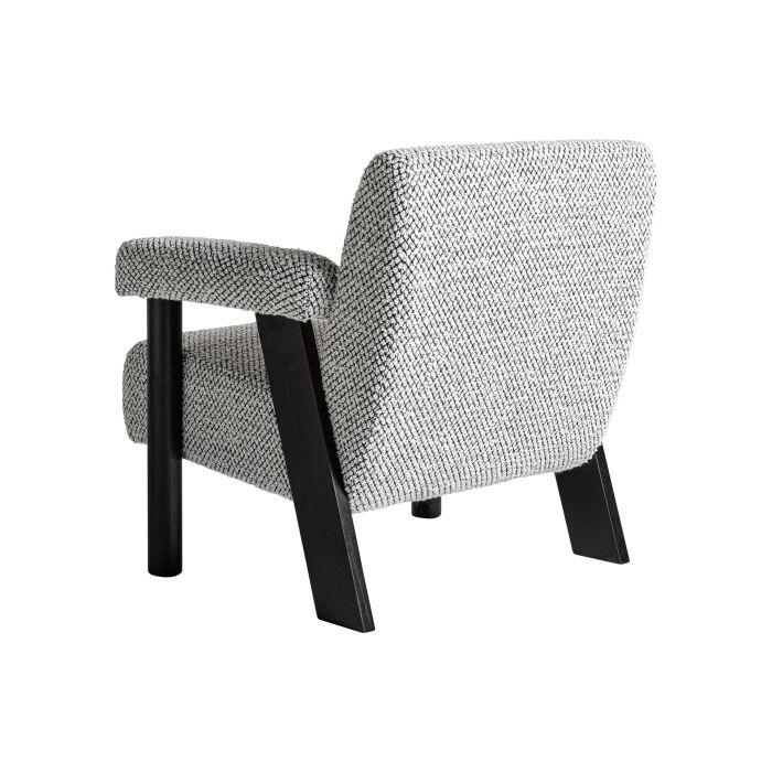 Sillón Algodón Bouclé Gris Madera Caucho, 77 Cm