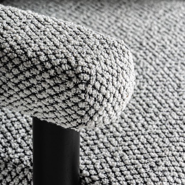 Sillón Algodón Bouclé Gris Madera Caucho, 77 Cm