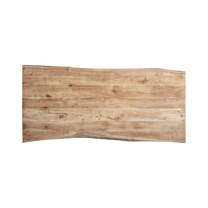 Mesa Comedor Madera Acacia Rectangular Marrón Negro, 220 Cm