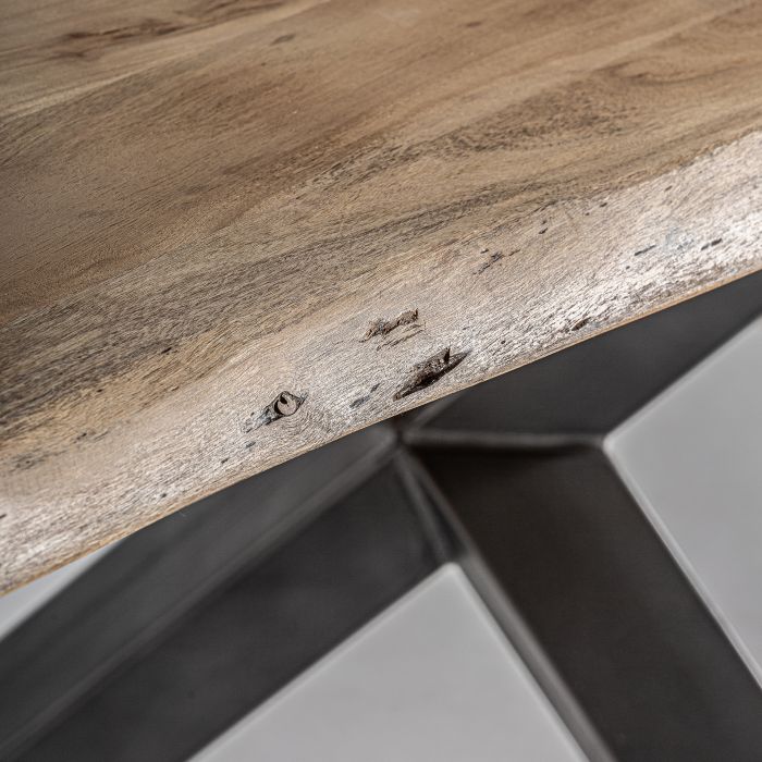 Mesa Comedor Madera Acacia Rectangular Marrón Negro, 220 Cm