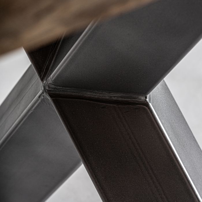 Mesa Comedor Madera Acacia Rectangular Marrón Negro, 220 Cm