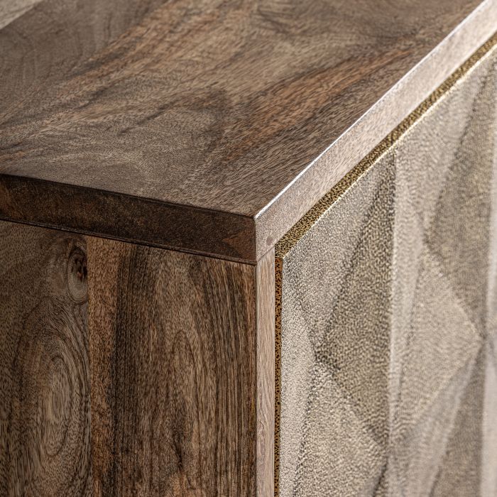 Aparador Marrón Oro Mango Latón 3 Puertas, 170 Cm
