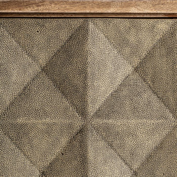 Aparador Marrón Oro Mango Latón 3 Puertas, 170 Cm