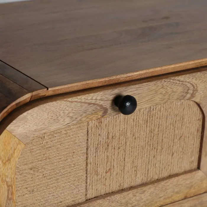 Cómoda Madera Mango Yute Marrón, 80 Cm