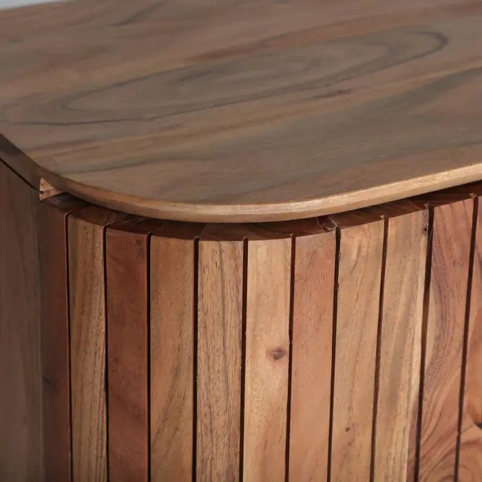 Mesita de Noche Puerta Alistonada Madera Acacia, 55 Cm