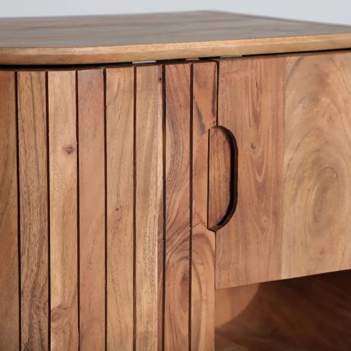 Mesita de Noche Puerta Alistonada Madera Acacia, 55 Cm