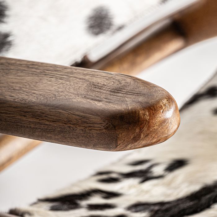 Sillón Helfaut Piel Blanco Negro Madera Mango, 75 Cm