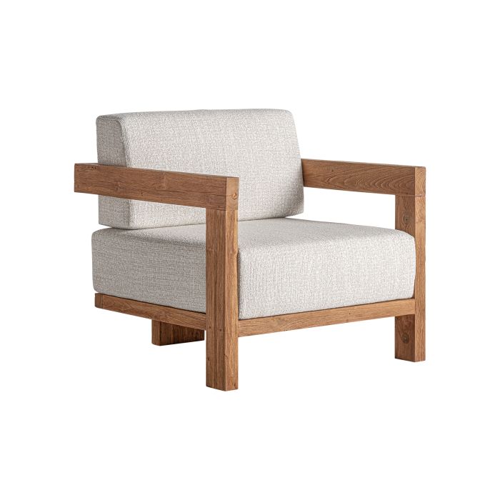 Sillón en madera de teca reciclada y polipropileno reciclado beige.