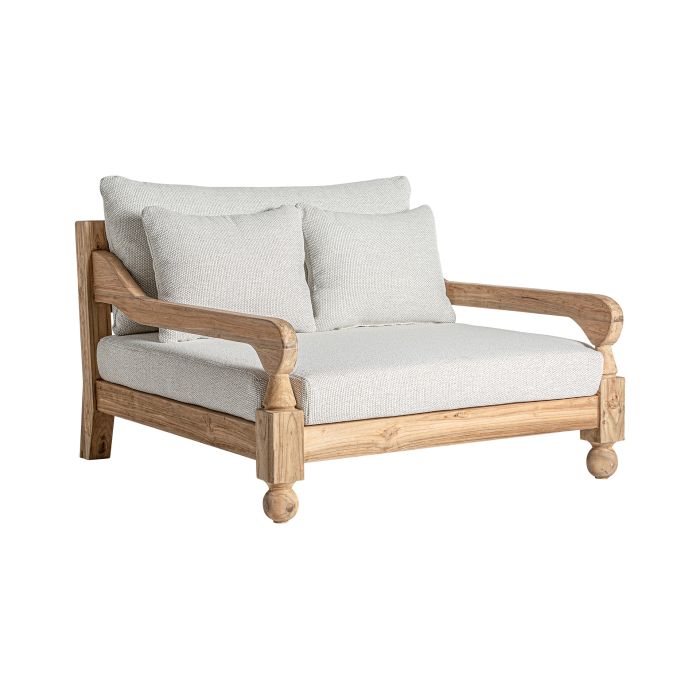 Sofá Madera Reciclada Tejido Beige 2 Plazas, 138 Cm