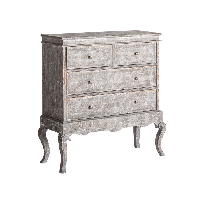 Cómoda Abeto Gris Envejecido 4 Cajones, 103 Cm