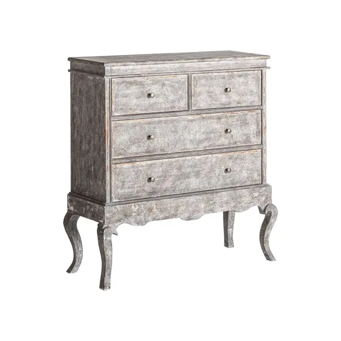 Cómoda Abeto Gris Envejecido 4 Cajones, 103 Cm