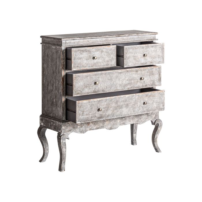 Cómoda Abeto Gris Envejecido 4 Cajones, 103 Cm