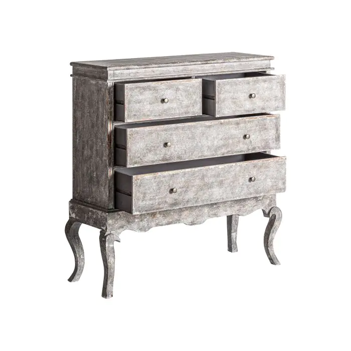 Cómoda Abeto Gris Envejecido 4 Cajones, 103 Cm