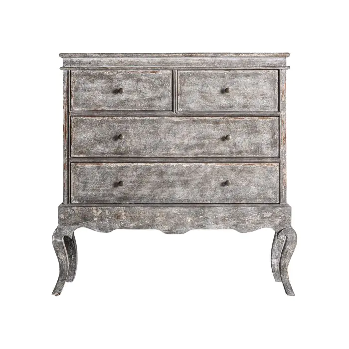Cómoda Abeto Gris Envejecido 4 Cajones, 103 Cm