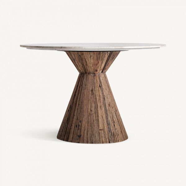 Mesa Comedor Mármol Blanco Madera Tropical Marrón, 120 Cm