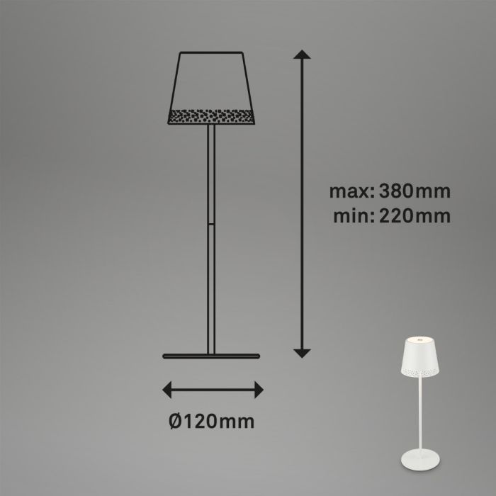 Lámpara Sobremesa Exterior Metal Blanco, 22 - 38 Cm