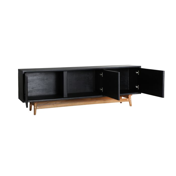Mueble TV Madera Mindi Madera Contrachapada Negro, 180 Cm