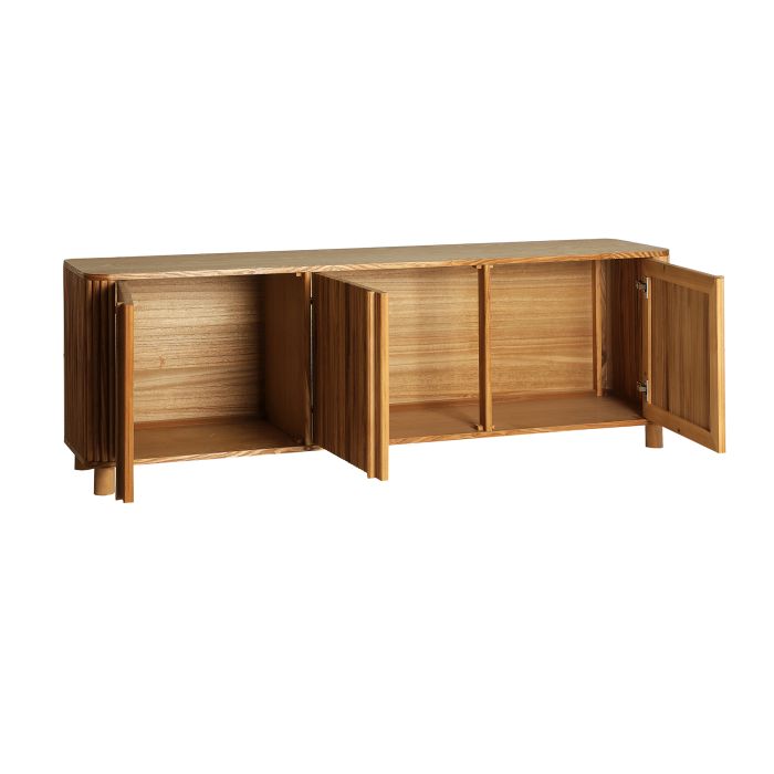 Mueble TV 3 Puertas Alistonadas Marrón Claro, 160 Cm