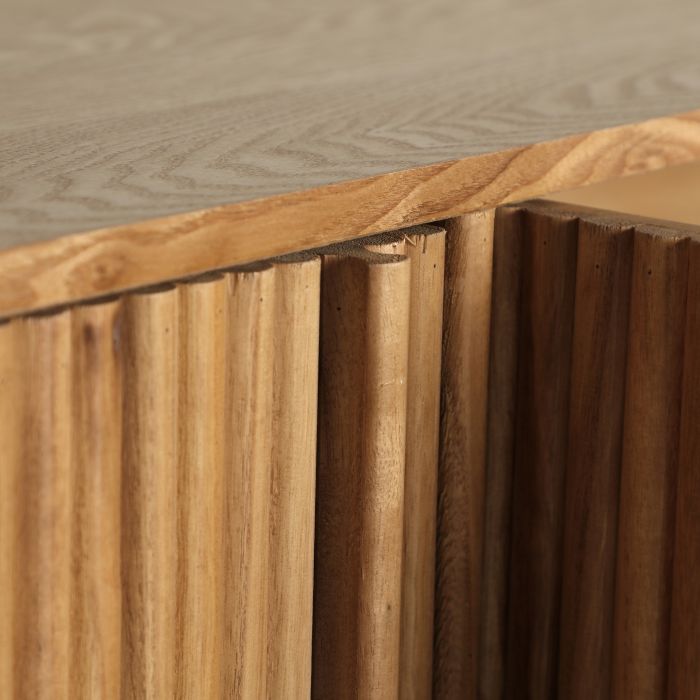 Mueble TV 3 Puertas Alistonadas Marrón Claro, 160 Cm