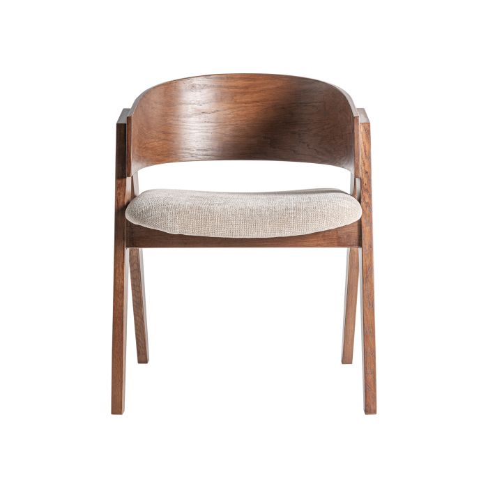 Silla Roble Marrón Tejido Beige 57X63X79 Salón