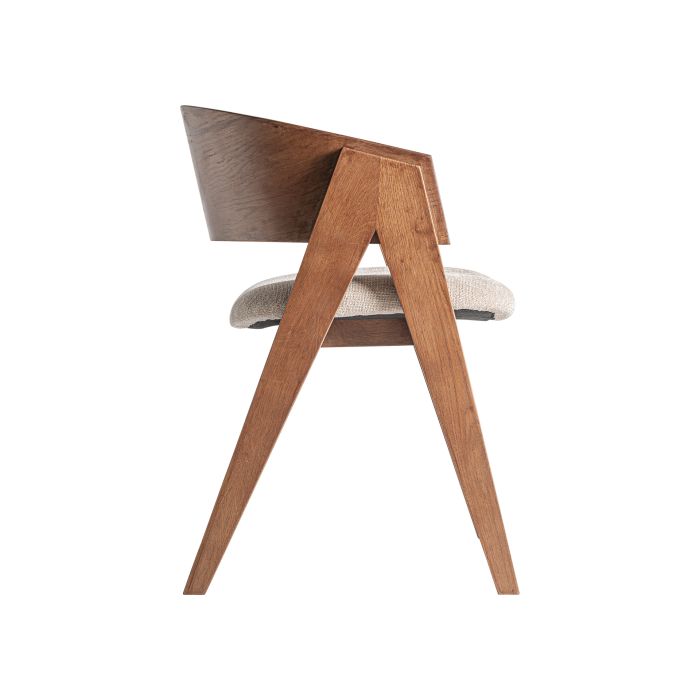 Silla Roble Marrón Tejido Beige 57X63X79 Salón