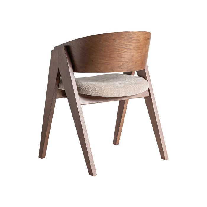 Silla Roble Marrón Tejido Beige 57X63X79 Salón
