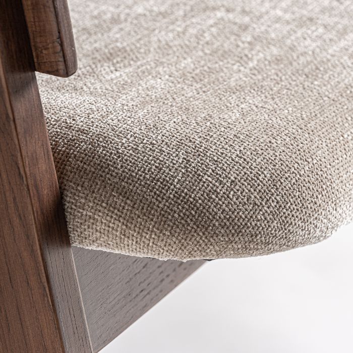 Silla Roble Marrón Tejido Beige 57X63X79 Salón