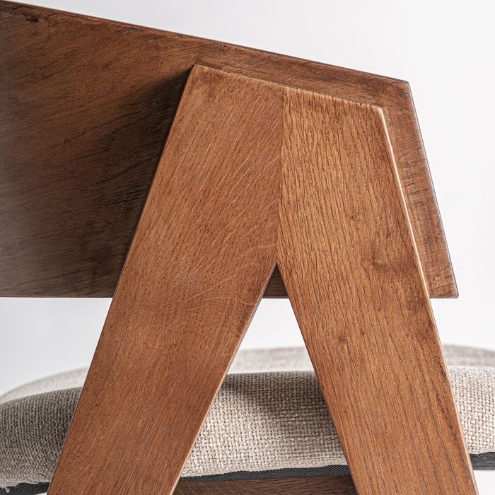 Silla Roble Marrón Tejido Beige 57X63X79 Salón