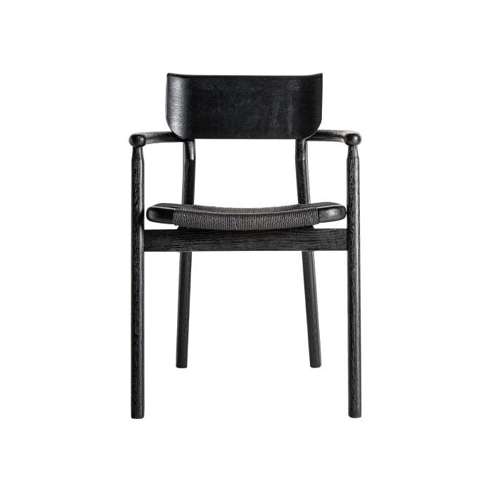 Silla Madera Negro Mate Fibras Naturales 54X54X79 Color negro