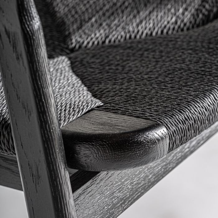 Silla Madera Negro Mate Fibras Naturales 54X54X79 Color negro
