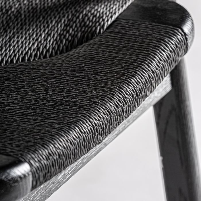 Silla Madera Negro Mate Fibras Naturales 54X54X79 Color negro