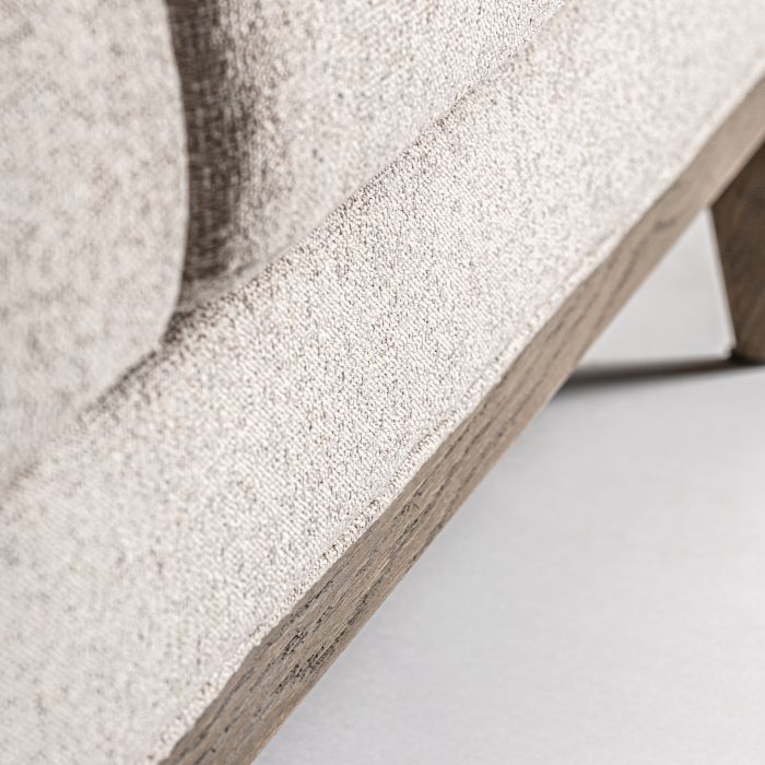 Sofá Madera Natural Tejido Beige 3 Plazas, 206 Cm
