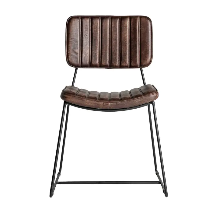Silla Piel Marrón Hierro, 50 Cm