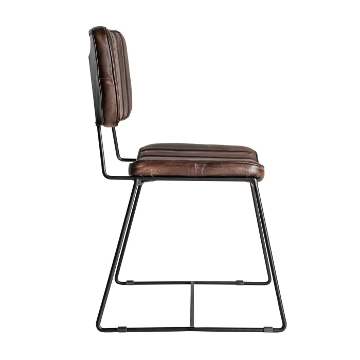 Silla Piel Marrón Hierro, 50 Cm